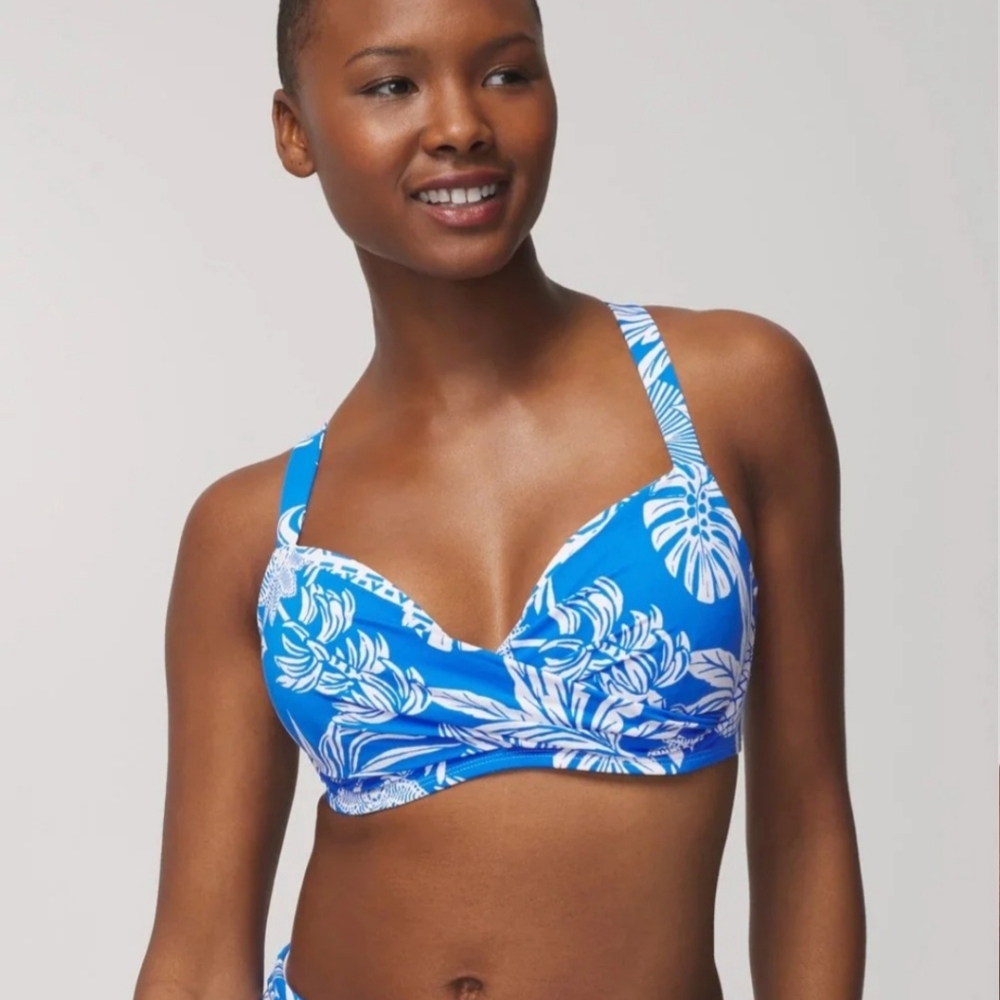 Bleu Rod Beattie Blue & White Floral Bikini Top